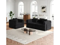 Hauss Spole Sofá-cama de 3 lugares com conversão rápida em tecido chenille - Várias combinações^ Sofá