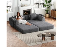 Sofá*Hauss Spole Sofá-cama de 2 lugares com conversão rápida em tecido chenille - Várias combinações Cinzento