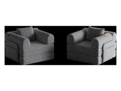 Sofá*Hauss Spole Sofá-cama de 2 lugares com conversão rápida em tecido chenille - Várias combinações Cinzento