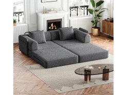 Sofá*Hauss Spole Sofá-cama de 2 lugares com conversão rápida em tecido chenille - Várias combinações Cinzento