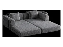 Sofá*Hauss Spole Sofá-cama de 2 lugares com conversão rápida em tecido chenille - Várias combinações Cinzento