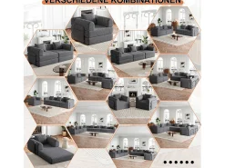 Sofá*Hauss Spole Sofá-cama de 2 lugares com conversão rápida em tecido chenille - Várias combinações Cinzento