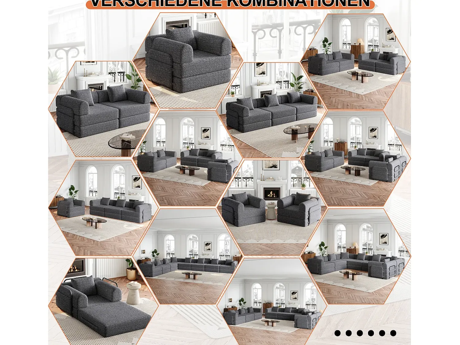 Sofá*Hauss Spole Sofá-cama de 2 lugares com conversão rápida em tecido chenille - Várias combinações Cinzento
