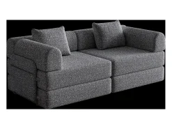 Sofá*Hauss Spole Sofá-cama de 2 lugares com conversão rápida em tecido chenille - Várias combinações Cinzento