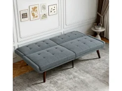 Sofá|Hauss Spole Sofá-cama de 2 lugares com conversão rápida - Encosto reclinável em 5 posições - Tecido de linho Cinzento