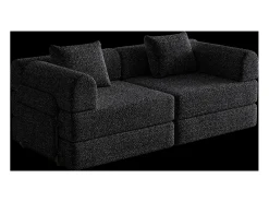 Sofá|Hauss Spole Sofá-cama de 2 lugares com conversão rápida em tecido chenille - Várias combinações Preto