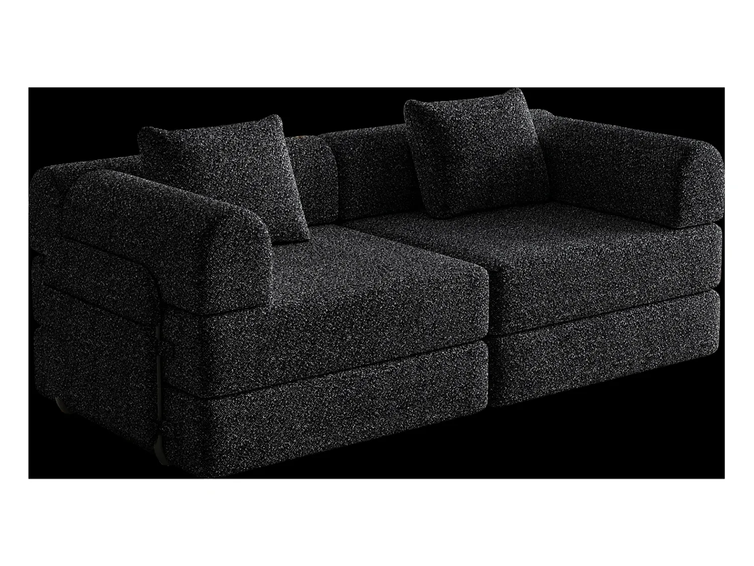 Sofá|Hauss Spole Sofá-cama de 2 lugares com conversão rápida em tecido chenille - Várias combinações Preto
