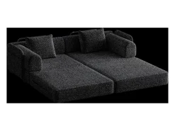 Sofá|Hauss Spole Sofá-cama de 2 lugares com conversão rápida em tecido chenille - Várias combinações Preto