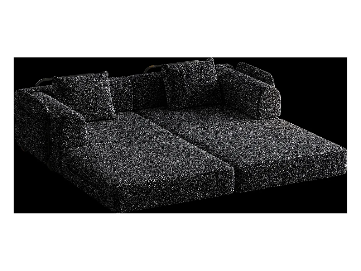 Sofá|Hauss Spole Sofá-cama de 2 lugares com conversão rápida em tecido chenille - Várias combinações Preto