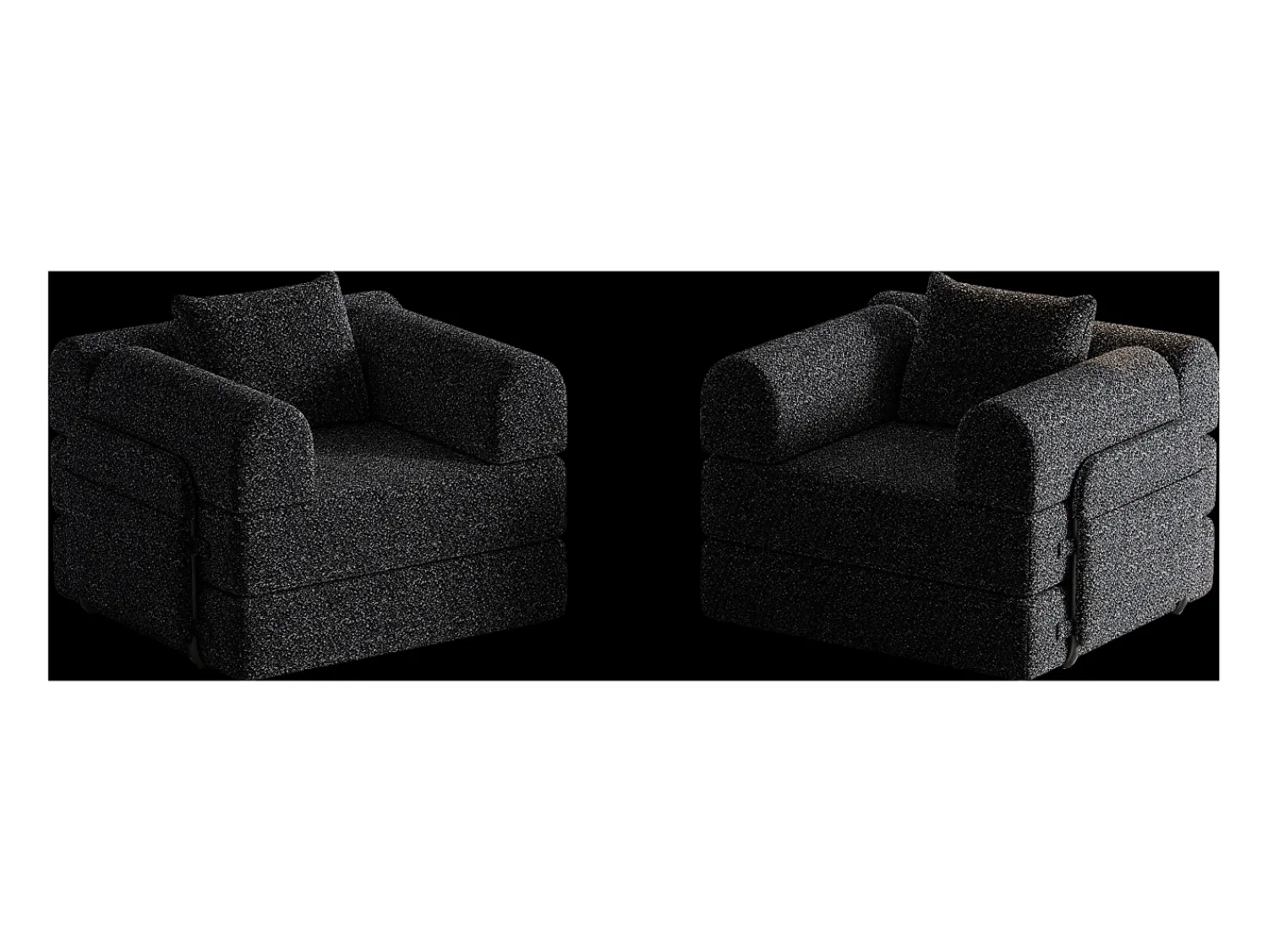Sofá|Hauss Spole Sofá-cama de 2 lugares com conversão rápida em tecido chenille - Várias combinações Preto