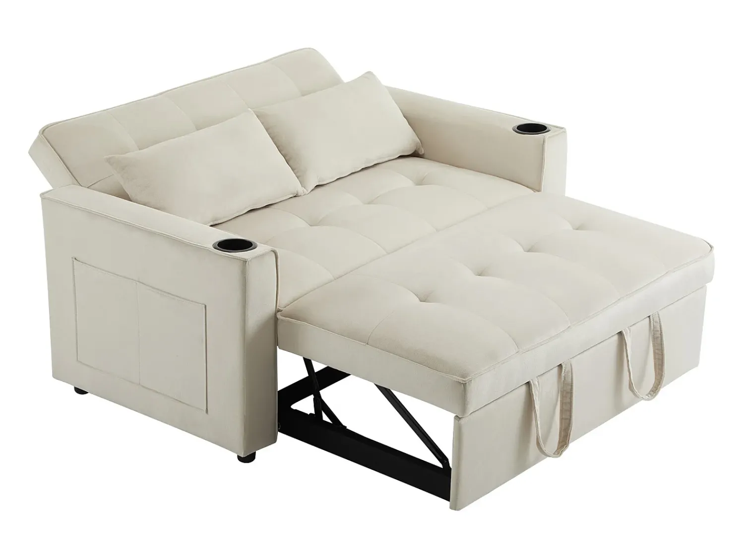 Hauss Spole Sofá-cama de 2 lugares com função de cama - Tecido de veludo -^ Sofá
