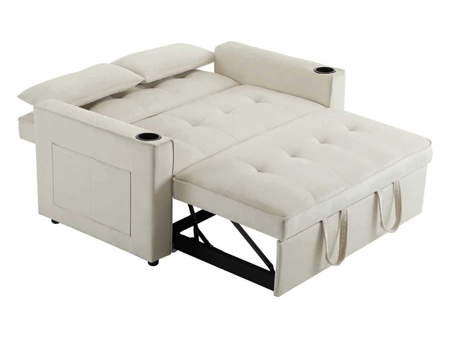 Hauss Spole Sofá-cama de 2 lugares com função de cama - Tecido de veludo -^ Sofá