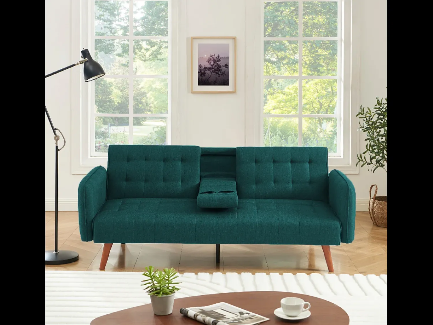 Sofá|Concept-Usine Sofá-cama de 3 lugares conversível com mesa central rebatível INVERNESS Verde