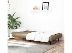 Sofá| Sofá-cama de 2 lugares couro artificial cappuccino PT225310 Castanho