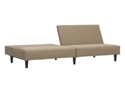 Sofá| Sofá-cama de 2 lugares couro artificial cappuccino PT225310 Castanho