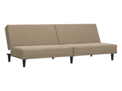 Sofá| Sofá-cama de 2 lugares couro artificial cappuccino PT225310 Castanho