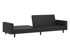 Sofá| Sofá-cama de 2 lugares couro artificial PT661277 Preto