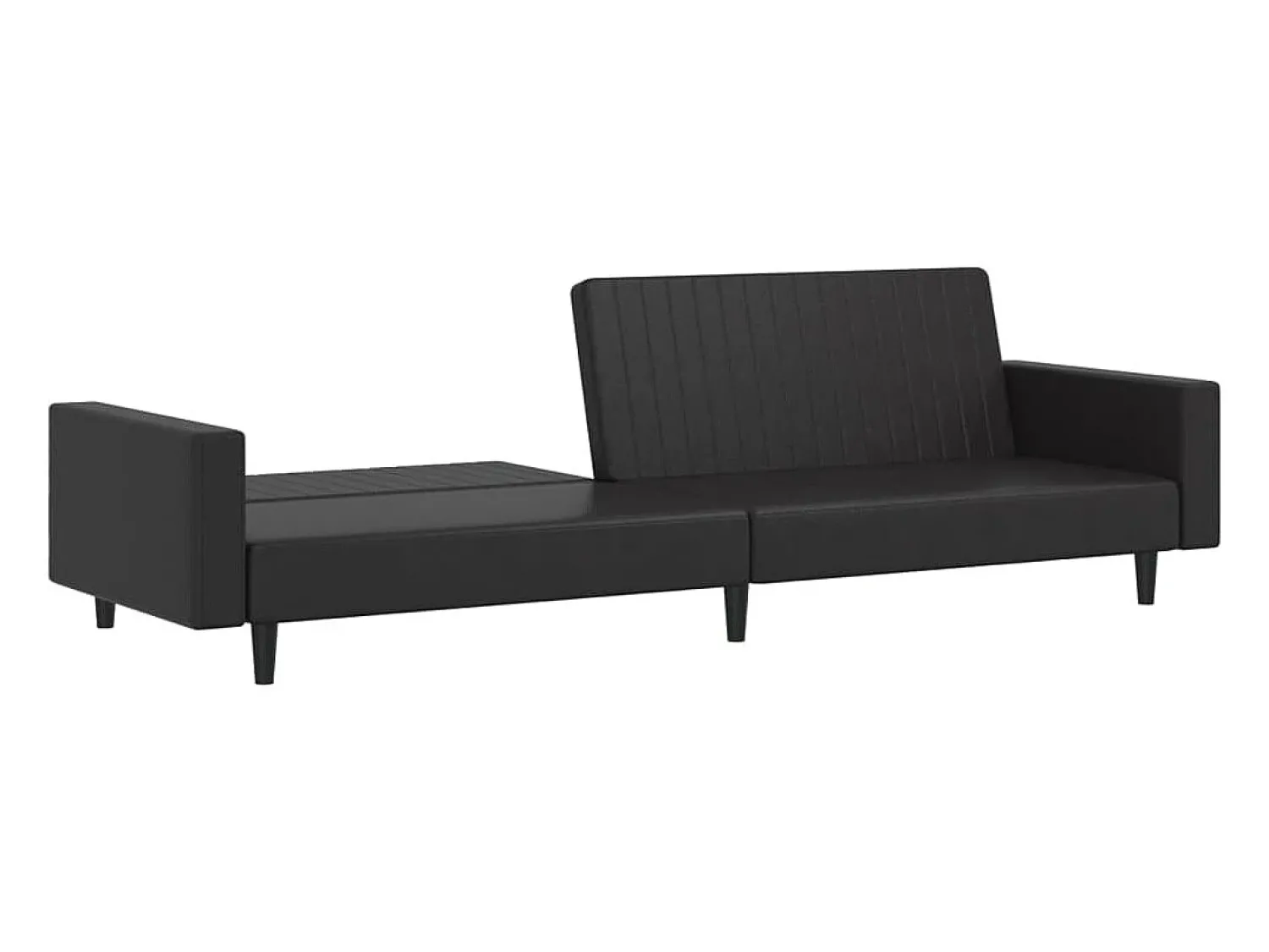 Sofá| Sofá-cama de 2 lugares couro artificial PT661277 Preto