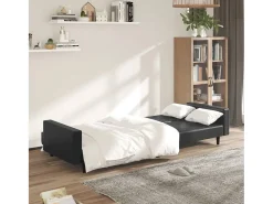Sofá| Sofá-cama de 2 lugares couro artificial PT661277 Preto