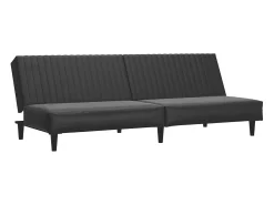 New Sofá-cama de 2 lugares couro artificial PT987385 Preto