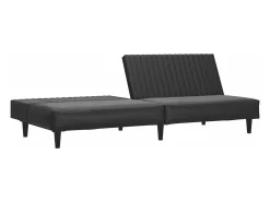 New Sofá-cama de 2 lugares couro artificial PT987385 Preto