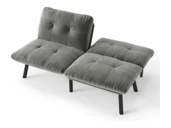 Discount Hauss Spole Sofá-cama de 2 lugares em , veludo e metal, com pés pretos. Cinzento