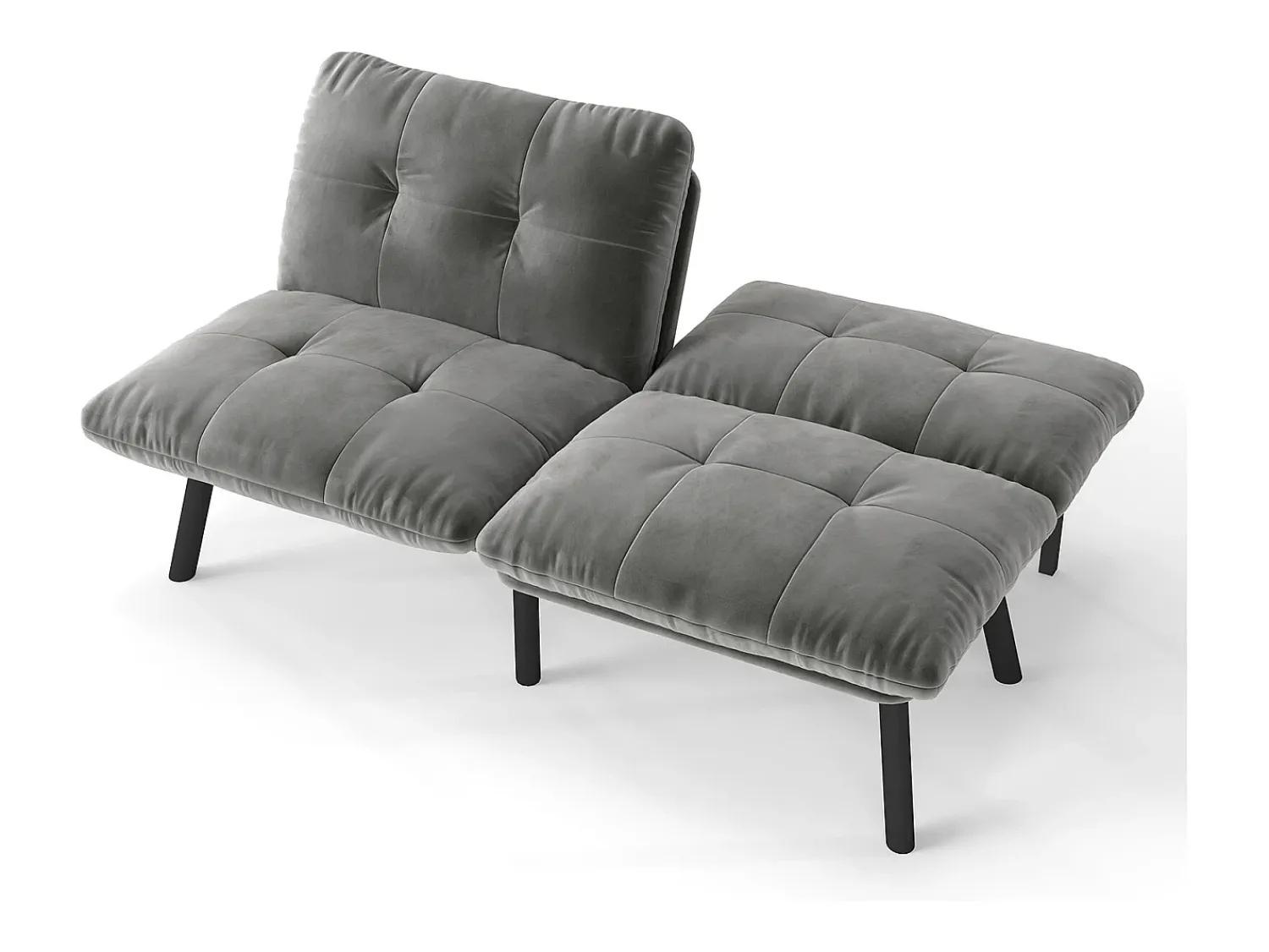 Discount Hauss Spole Sofá-cama de 2 lugares em , veludo e metal, com pés pretos. Cinzento