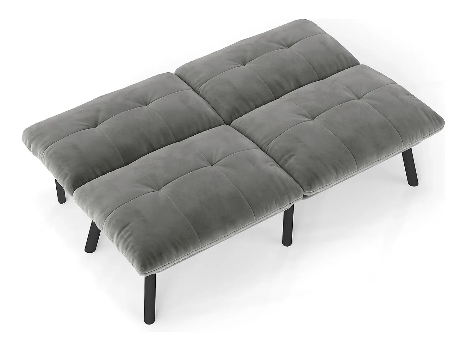 Discount Hauss Spole Sofá-cama de 2 lugares em , veludo e metal, com pés pretos. Cinzento