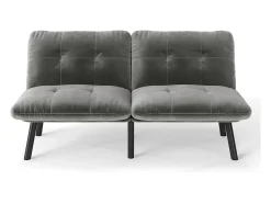 Discount Hauss Spole Sofá-cama de 2 lugares em , veludo e metal, com pés pretos. Cinzento