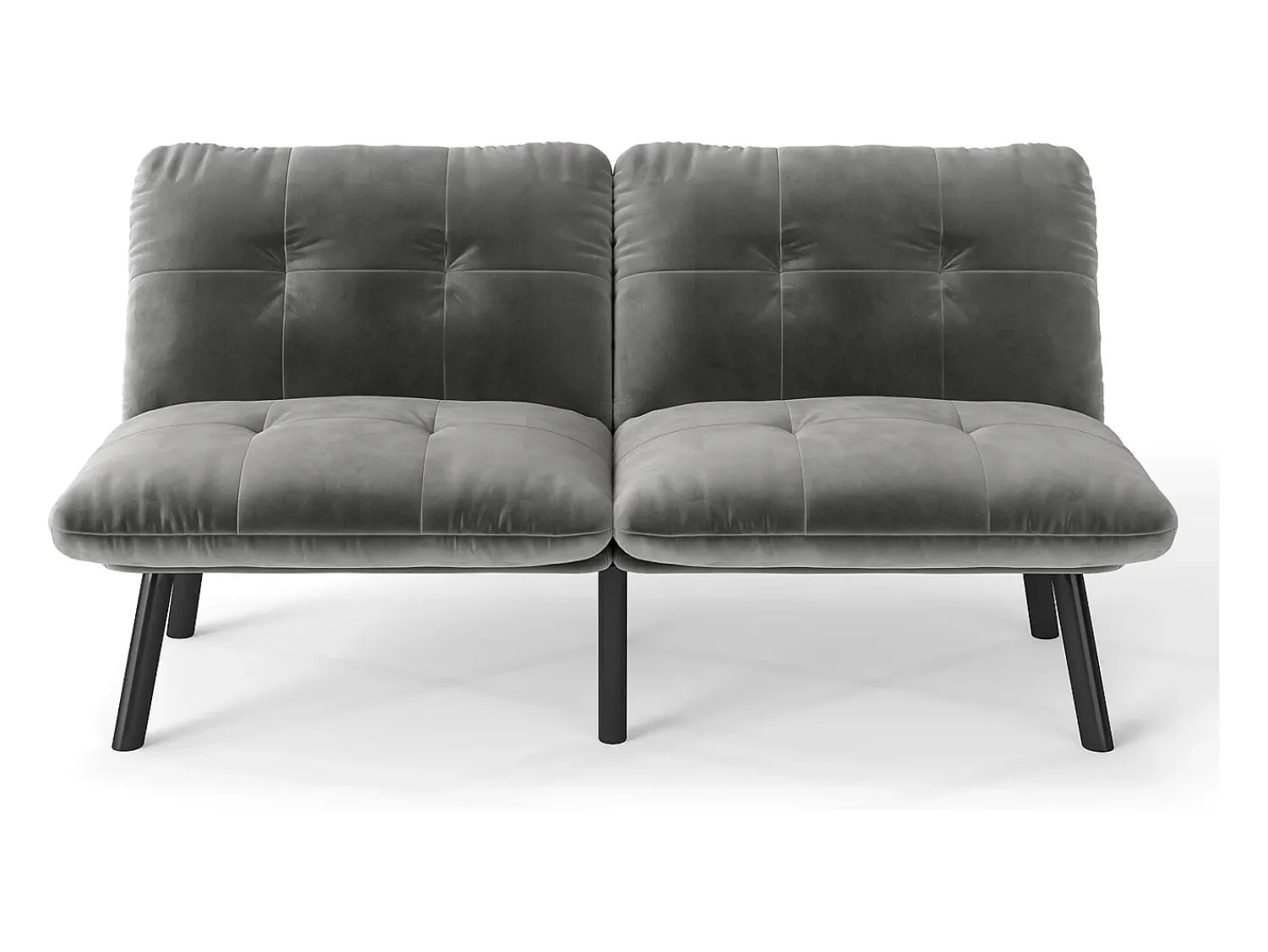 Discount Hauss Spole Sofá-cama de 2 lugares em , veludo e metal, com pés pretos. Cinzento