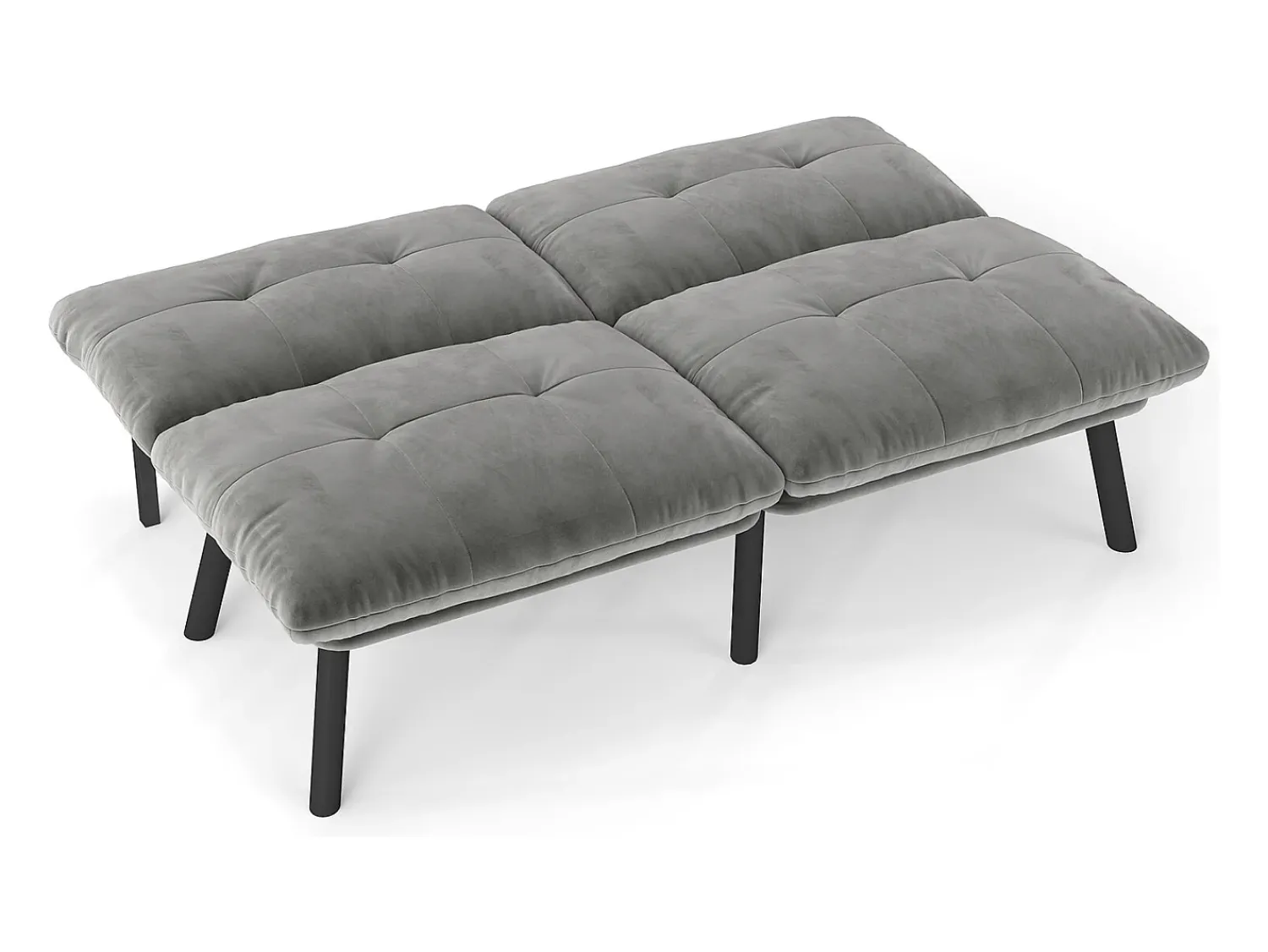 Discount Hauss Spole Sofá-cama de 2 lugares em , veludo e metal, com pés pretos. Cinzento