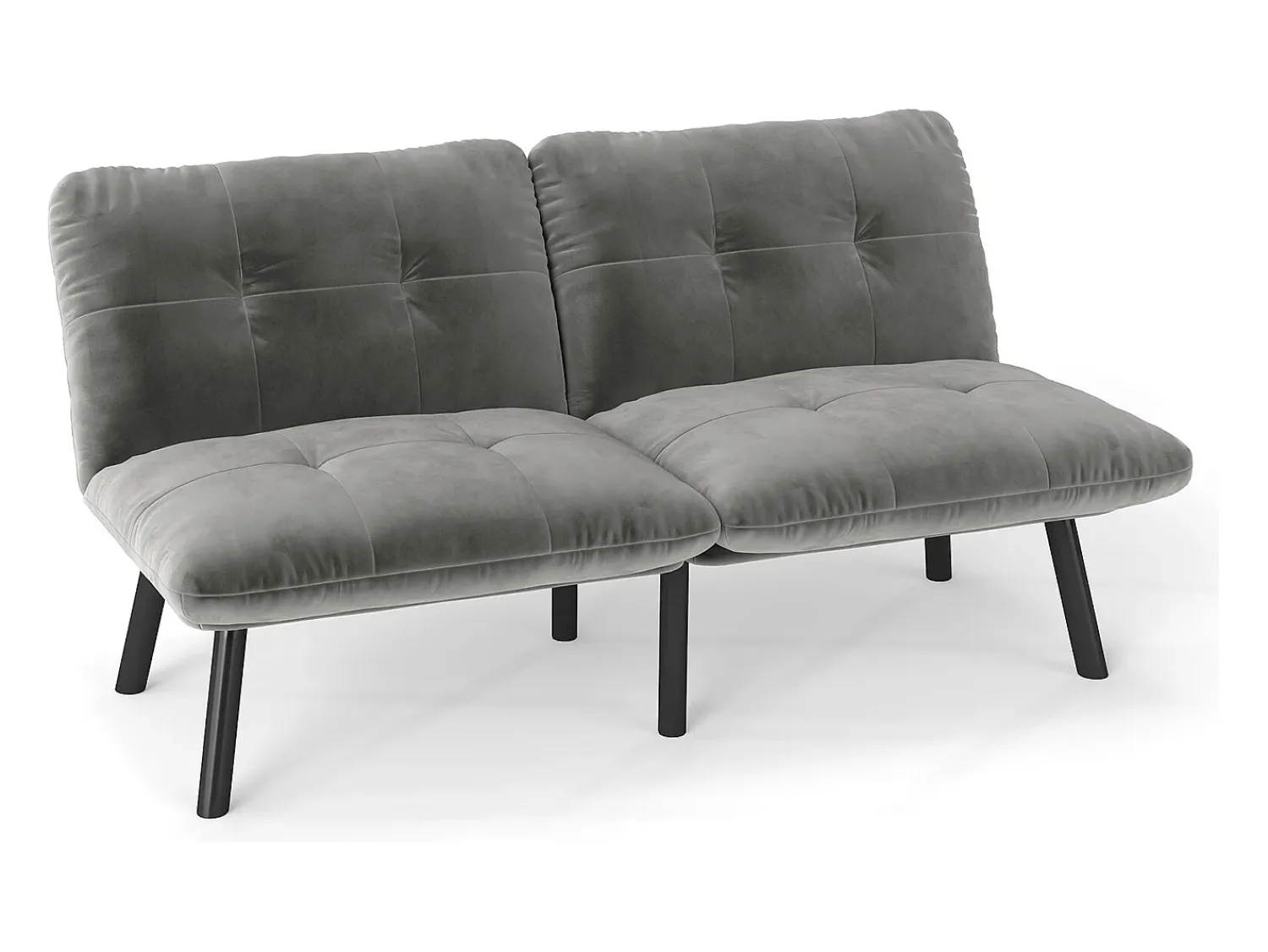 Discount Hauss Spole Sofá-cama de 2 lugares em , veludo e metal, com pés pretos. Cinzento
