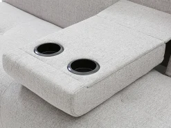 Sofá|Vente-unique Sofá-cama de 3 lugares em tecido cinza claro com mesa CLOSIPA Cinzento claro