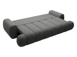 Vente-unique Sofá-cama de 4 lugares em tecido cinza FRIDORA^ Sofá