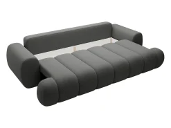 Vente-unique Sofá-cama de 4 lugares em tecido cinza FRIDORA^ Sofá