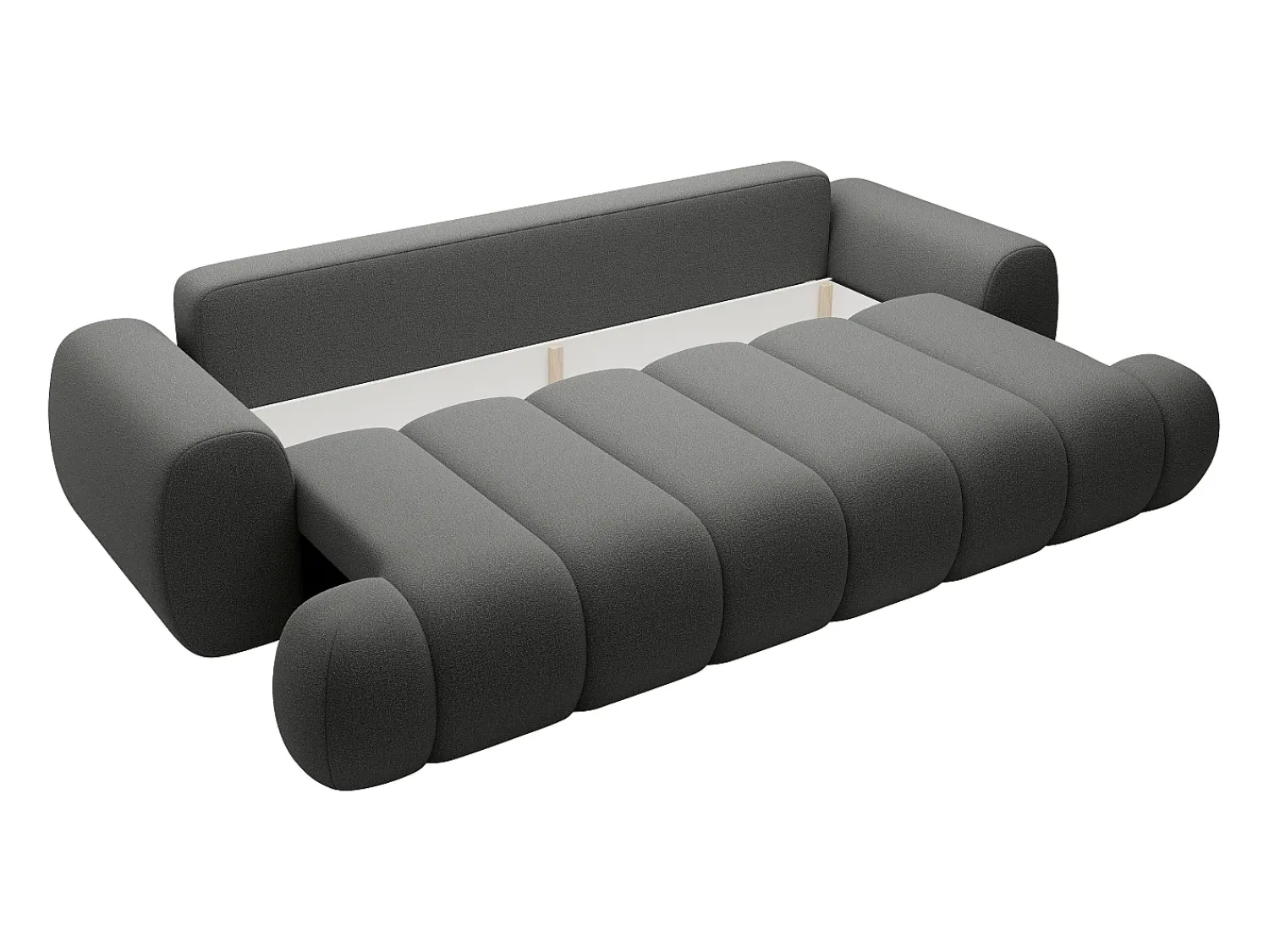 Vente-unique Sofá-cama de 4 lugares em tecido cinza FRIDORA^ Sofá