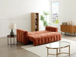 Vente-unique Sofá-cama de 3 lugares em tecido texturizado PANILO^ Sofá
