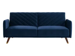 Vente-unique Sofá-cama de 3 lugares em veludo azul JORIS^ Sofá