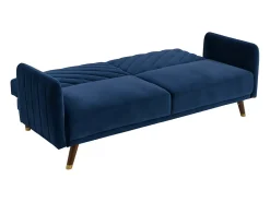 Vente-unique Sofá-cama de 3 lugares em veludo azul JORIS^ Sofá