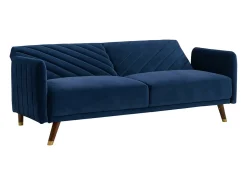 Vente-unique Sofá-cama de 3 lugares em veludo azul JORIS^ Sofá