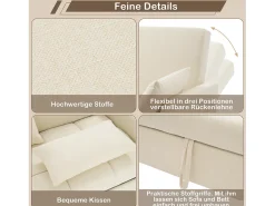 Sofá*Merax Sofá-cama de 2 lugares, sofá-cama dobrável em tecido de linho - 127 x 75 x 94 cm - com função dormir - Bege