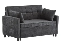 Sofá|Merax Sofá-cama de 2 lugares, sofá-cama dobrável em tecido chenille - 142 x 79/174 x 85 cm - com função sleep e encosto ajustável - Preto