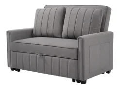 Hot Merax Sofá-cama de 2 lugares, sofá-cama dobrável em tecido de linho - 127 x 75/180 x 94 cm - com função dormir e encosto ajustável - Cinza Cinzento