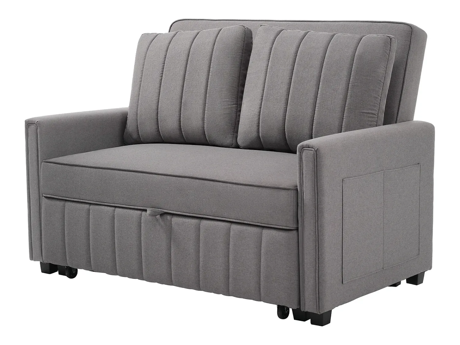 Hot Merax Sofá-cama de 2 lugares, sofá-cama dobrável em tecido de linho - 127 x 75/180 x 94 cm - com função dormir e encosto ajustável - Cinza Cinzento