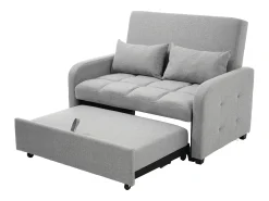 Merax Sofá-cama de 2 lugares, sofá-cama dobrável em tecido de linho - 127 x 75 x 94 cm - com função dormir - Cinza^ Sofá