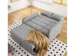 Merax Sofá-cama de 2 lugares, sofá-cama dobrável em tecido de linho - 127 x 75 x 94 cm - com função dormir - Cinza^ Sofá