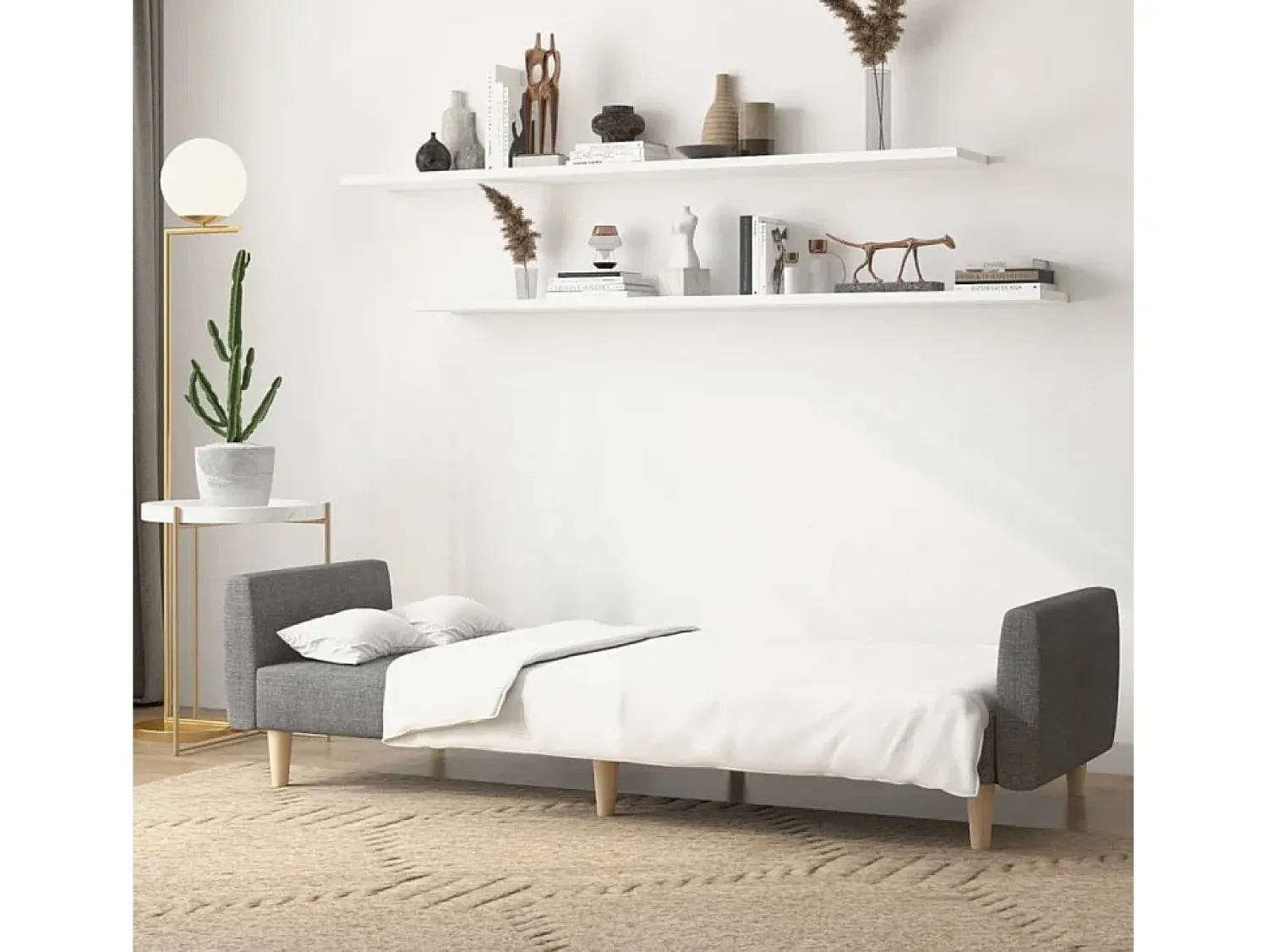 Sofá* Sofá-cama de 2 lugares tecido cinzento-claro PT615282 Cinzento claro