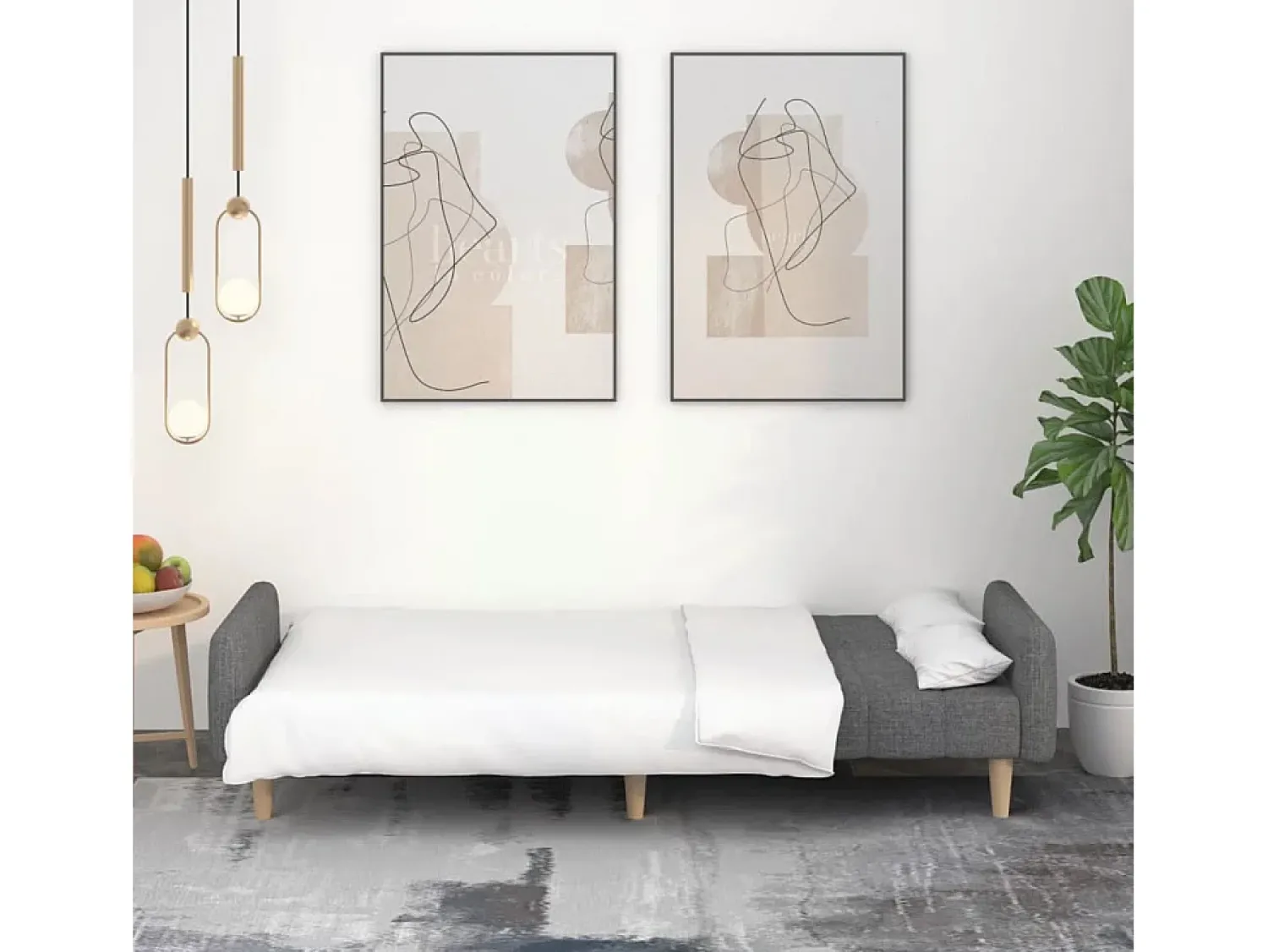 Sofá| Sofá-cama de 2 lugares tecido cinzento-claro PT939767 Cinzento claro