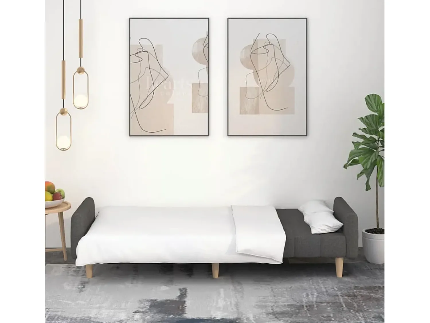 Sofá* Sofá-cama de 2 lugares tecido -escuro PT278967 Cinzento