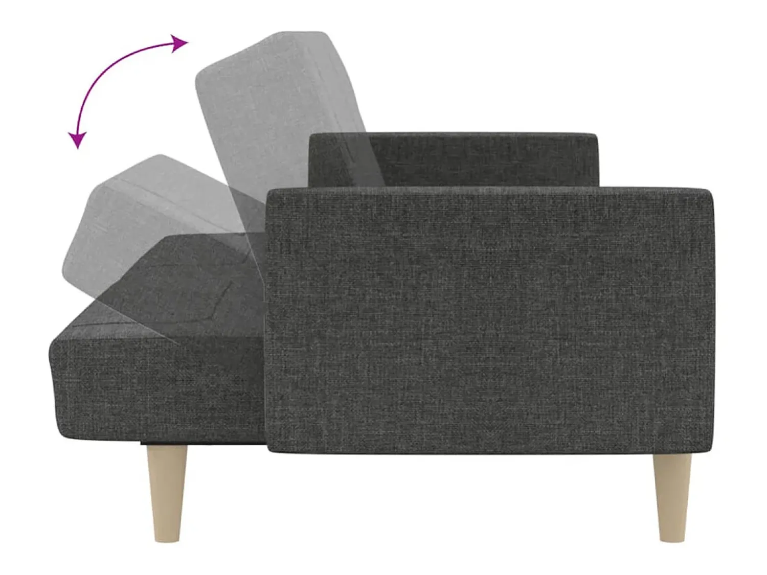 Sofá|vidaxl Sofá-cama de 2 lugares tecido -escuro Cinzento